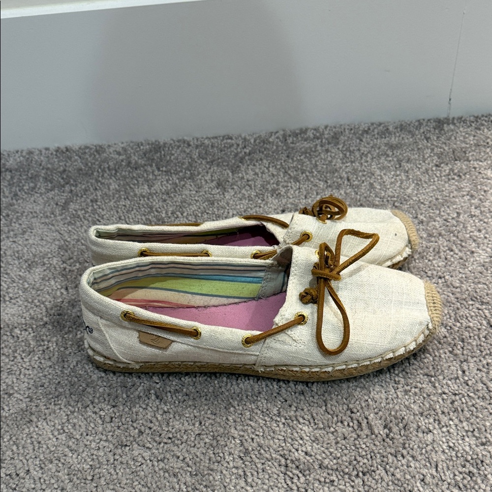 Sperry Topsider Women's Cream Canvas Loafers